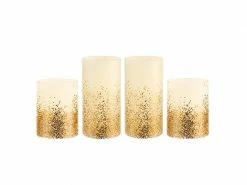 Pauleen LED-Kerzen Set Golden Glitter, Ø 7.6 cm, Gold/Weiss, 4 Stk.