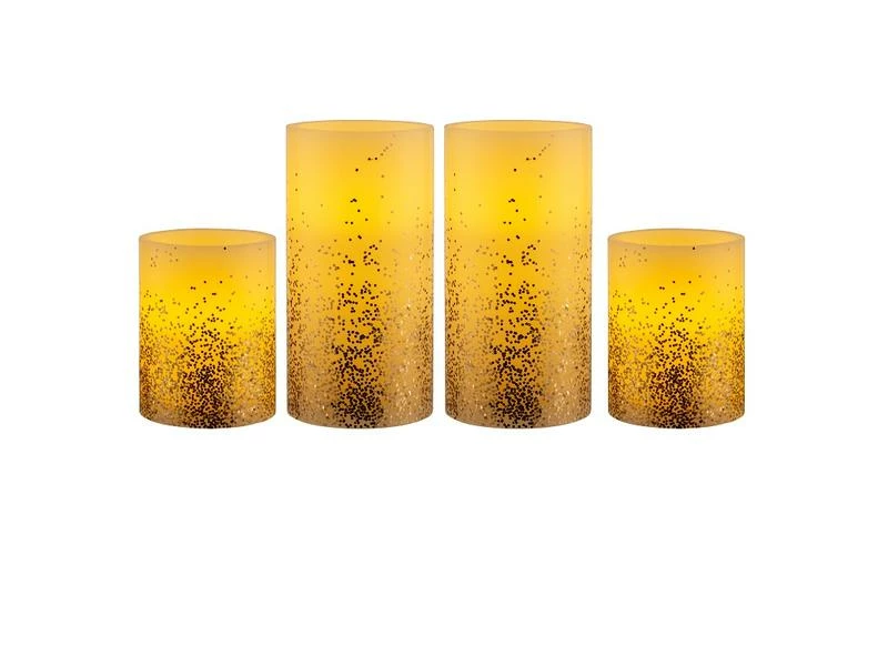 Pauleen LED-Kerzen Set Golden Glitter, Ø 7.6 cm, Gold/Weiss, 4 Stk. 8 Pauleen LED-Kerzen Set Golden Glitter, Ø 7.6 cm, Gold/Weiss, 4 Stk. – Bild 8