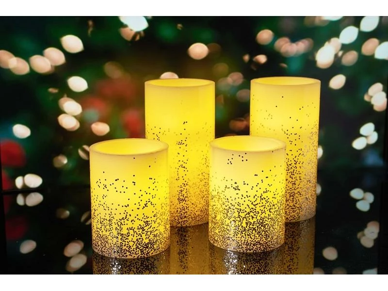 Pauleen LED-Kerzen Set Golden Glitter, Ø 7.6 cm, Gold/Weiss, 4 Stk. 11 Pauleen LED-Kerzen Set Golden Glitter, Ø 7.6 cm, Gold/Weiss, 4 Stk. – Bild 11