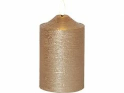 Star Trading LED-Kerze Pillar Flamme Ø 7.5 x 15 cm, Gold