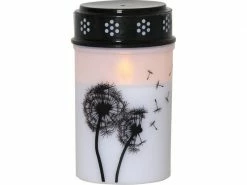 Star Trading LED Grabkerze Dandelion Ø 7 x 12 cm, Weiss