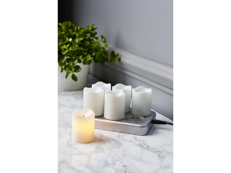 Star Trading LED-Kerzen Set Chargeme Ø 4 x 7 cm, Weiss, 6 Stk 5 Star Trading LED-Kerzen Set Chargeme Ø 4 x 7 cm, Weiss, 6 Stk – Bild 5
