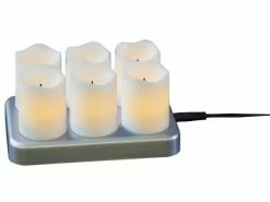 Star Trading LED-Kerzen Set Chargeme Ø 4 x 7 cm, Weiss, 6 Stk
