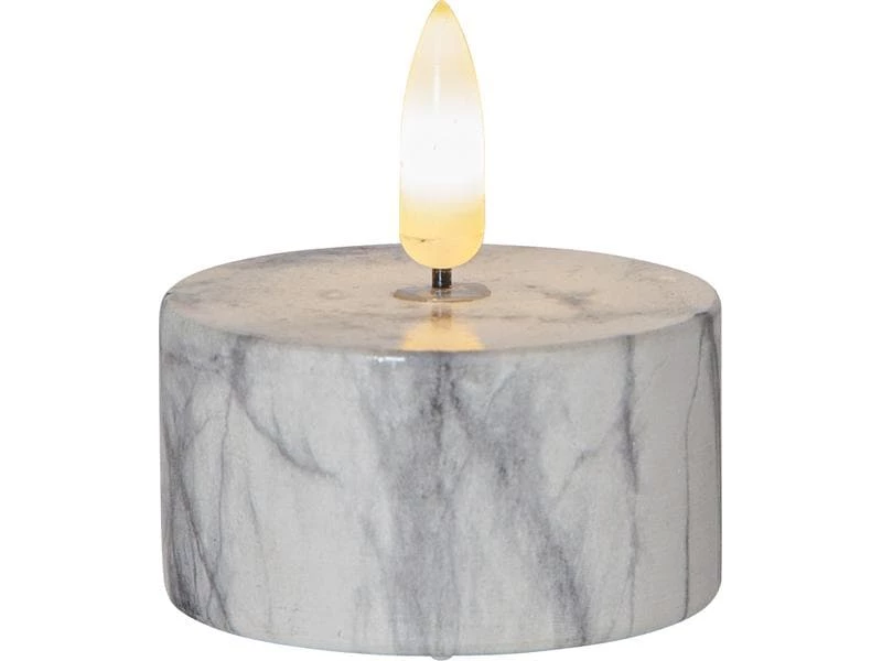 Star Trading LED Teelichter Set Flame Marble Ø 5.5 x 6 cm, Grau, 2 Stk 3 Star Trading LED Teelichter Set Flame Marble Ø 5.5 x 6 cm, Grau, 2 Stk – Bild 3