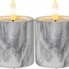Star Trading LED-Kerze Pillar Flamme Marble Ø 5.5 x 9 cm, Grau, 2 Stk