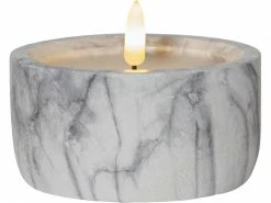 Star Trading LED-Kerze Pillar Flamme Marble Ø 10 x 7.5 cm, Grau