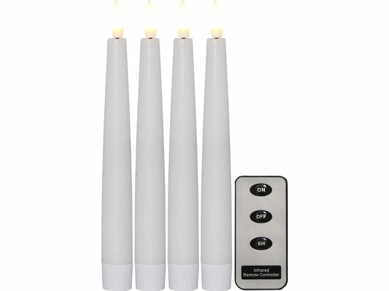 Star Trading LED-Stabkerzen Set Dinner Flamme Ø 2.1 x 20 cm, Weiss, 4 Stk 2 Star Trading LED-Stabkerzen Set Dinner Flamme Ø 2.1 x 20 cm, Weiss, 4 Stk – Bild 2