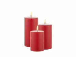 Sirius LED-Kerzen Set Sille Exclusive, Ø 7.5 x 10/12.5/15 cm, Rot