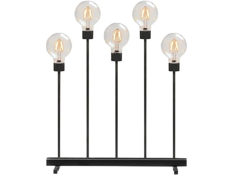 Konstsmide Metallleuchter mit 5 runden Glühbirnen, 45 x 54 cm 1 Konstsmide Metallleuchter mit 5 runden Glühbirnen, 45 x 54 cm