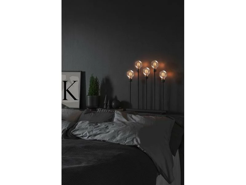 Konstsmide Metallleuchter mit 5 runden Glühbirnen, 45 x 54 cm 3 Konstsmide Metallleuchter mit 5 runden Glühbirnen, 45 x 54 cm – Bild 3