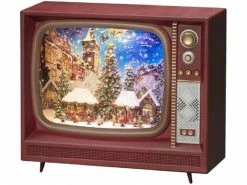 Konstsmide Tischdeko Weihnachtsmarkt im Fernseher, 25 x 21 cm