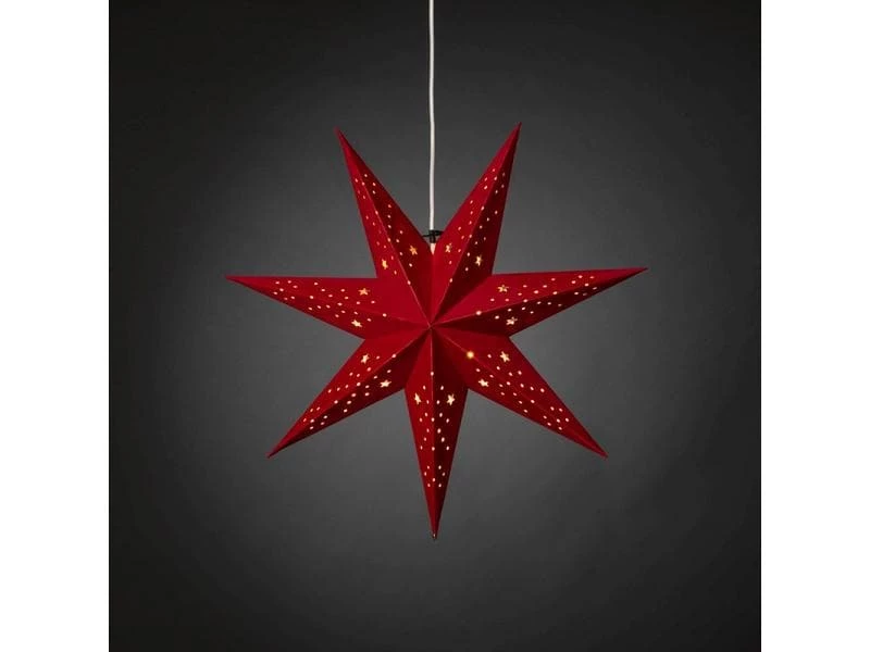 Konstsmide Papierstern mit Samt, Rot, 60 cm 2 Konstsmide Papierstern mit Samt, Rot, 60 cm – Bild 2