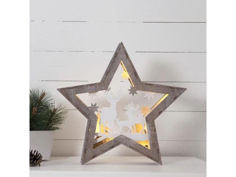 Star Trading Tischdeko Stern Fauna, 34 cm, Holz 3 Star Trading Tischdeko Stern Fauna, 34 cm, Holz – Bild 3