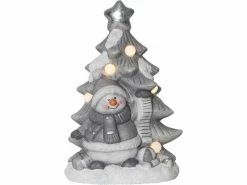 Star Trading LED-Figur Schneemann mit Weihnachtsbaum, 23 cm, Weiss
