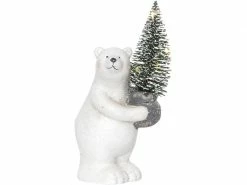 Star Trading LED-Figur Eisbär mit Tanne, 16 cm, Weiss