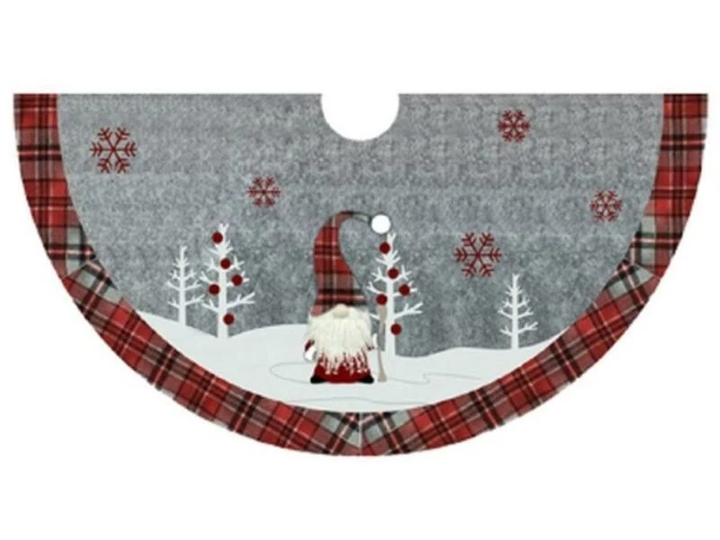 Dameco Baumdecke mit karierter Borte Ø 90 cm, Rot/Grau 1 Dameco Baumdecke mit karierter Borte Ø 90 cm, Rot/Grau