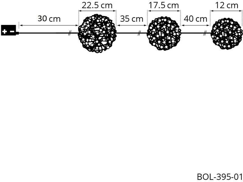 STT Ball Set Champagne 3 Stück, 45 LED 4 STT Ball Set Champagne 3 Stück, 45 LED – Bild 4