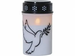 Star Trading LED Grabkerze Dove, Ø 7 x 12 cm, Weiss