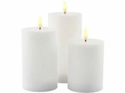 Sirius LED-Kerzen Set Smilla, 10/12.5/15 cm, Weiss, Wiederaufladbar