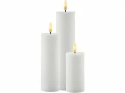 Sirius LED-Kerzen Set Smilla, 10/15/20 cm, Weiss, Wiederaufladbar