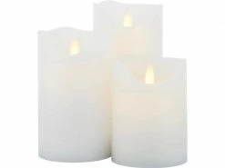 Sirius LED-Kerzen Set Sara, 10/12.5/15 cm, Weiss, Wiederaufladbar
