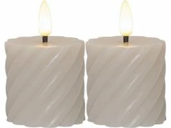 Star Trading LED-Kerzen Set Flamme Swirl, Ø 5 x 7.5 cm, Beige, 2 Stk