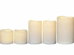 Star Trading LED-Kerzen Set Pillar Paul, Ø 7.5/10 x 7.5/12/15 cm, Beige