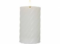 Star Trading LED-Kerze Pillar Flamme Swirl, Ø 7.5 x 15 cm, Weiss