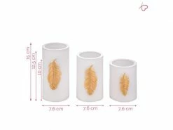 Pauleen LED-Kerzen Set Golden Feather, Ø 7.6 cm, Gold/Weiss, 3 Stk. -Weihnachtsbeleuchtung Verkäufe 220564336 xxl