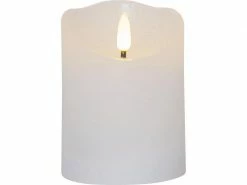 Star Trading LED-Kerze Flamme Rustic, Ø 7.5 x 10 cm, Weiss