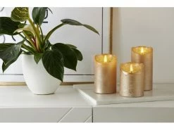 Star Trading LED-Kerze Flamme Rustic, Ø 7.5 x 10 cm, Gold -Weihnachtsbeleuchtung Verkäufe 223407402 xxl