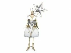 Riffelmacher Weihnachtsfigur Engel mit Stern, Weiss/Grau/Gold