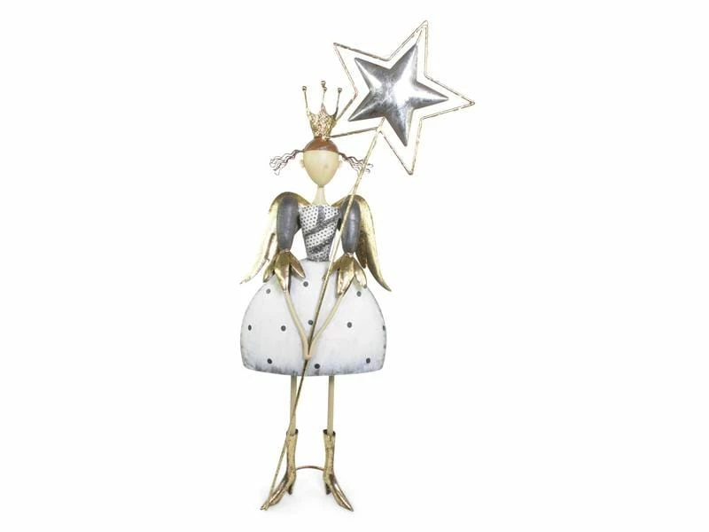 Riffelmacher Weihnachtsfigur Engel mit Stern, Weiss/Grau/Gold 1 Riffelmacher Weihnachtsfigur Engel mit Stern, Weiss/Grau/Gold