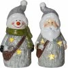 Star Trading LED-Figur Weihnachts- und Schneemann, 14 cm, Grau