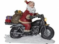 Star Trading LED-Figur Nikolaus auf Motorrad, 26 cm, Rot