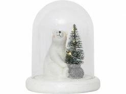 Star Trading LED-Figur Eisbär mit Glocke, 19 cm, Weiss