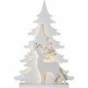 Star Trading Tischdeko Grandy 70 cm, 36 LED, Holz, Weiss