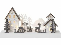 Star Trading LED-Dekolicht Fauna Landschaft 28 cm, Weiss/Grau