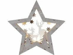 Star Trading Tischdeko Stern Fauna, 34 cm, Holz