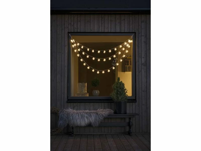 Konstsmide LED-Lichtervorhang Schneeflocken, 44 LED, 1.25 m, Outdoor 2 Konstsmide LED-Lichtervorhang Schneeflocken, 44 LED, 1.25 m, Outdoor – Bild 2