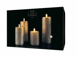 STT LED-Kerzen Set Flat, Ø 7.5x10/13.5/17/20 cm, Grau -Weihnachtsbeleuchtung Verkäufe 231147632 xxl