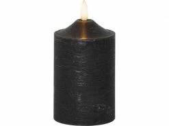 Star Trading LED-Kerze Pillar Flamme Ø 7.5 x 15 cm, Schwarz