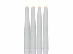 Star Trading LED-Stabkerzen Set Dinner Flamme Ø 2.1 x 20 cm, Weiss, 4 Stk