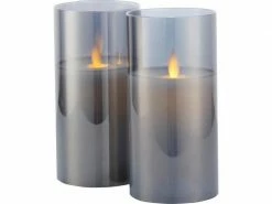 Sirius LED-Kerzen Set Ivy, 2 x Ø 7.5 x 15 cm, Grau