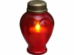 Star Trading LED Grabkerze Herz Ø 10 x 15 cm, Rot