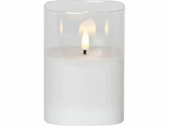 Star Trading LED-Kerze Pillar Flamme Ø 9 x 12.5 cm, Transparent