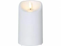 Star Trading LED-Kerze Pillar Flamme Ø 7.5 x 13 cm, Weiss