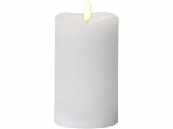 Star Trading LED-Kerze Pillar Flamme Ø 7.5 x 14 cm, Weiss