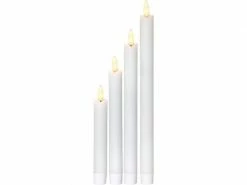 Star Trading LED-Stabkerzen Set Dinner Flamme Ø 2.1x28.5 cm, Weiss, 4 Stk