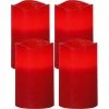 Star Trading LED-Kerzen Set Pillar May Ø 7.5 x 12.5 cm, Rot, 4 Stk